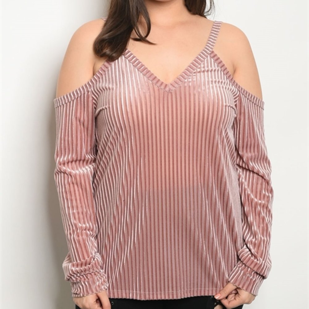 New Junior's Cute Boutique Velvet pink top